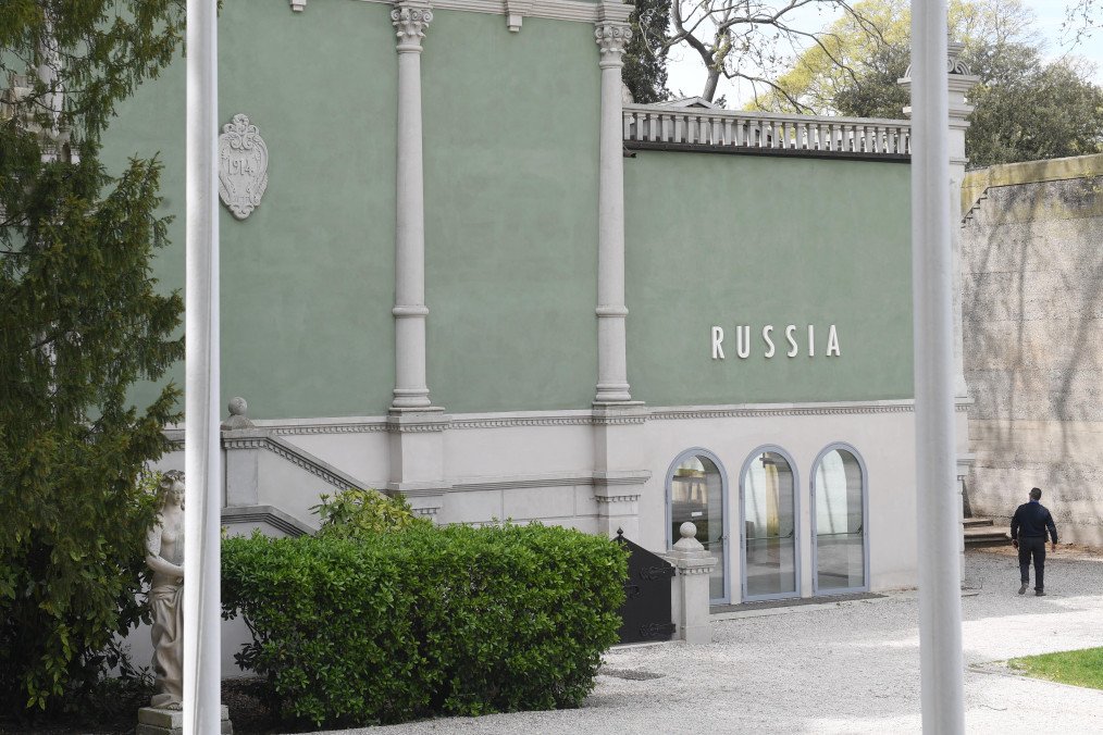 The closed Russian Pavilion is on view at the Giardini prior to the 59th Biennale on April 19, 2022. (Source: Getty Images)