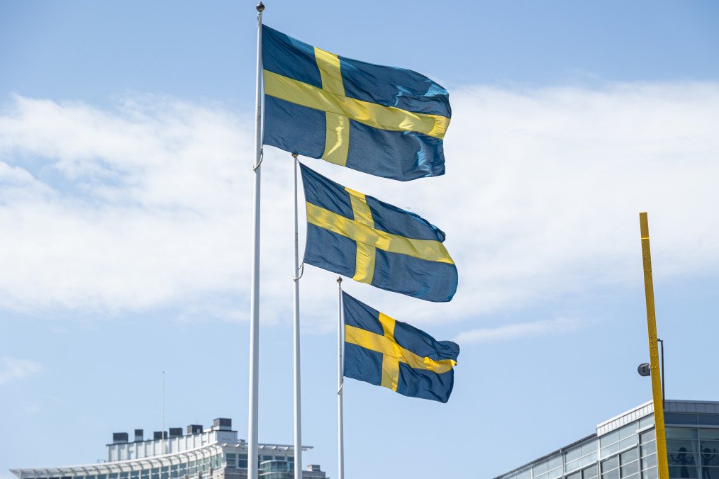 Swedish flags flutter in Malmo, Sweden, on May 29, 2026. (Source: Getty Images)