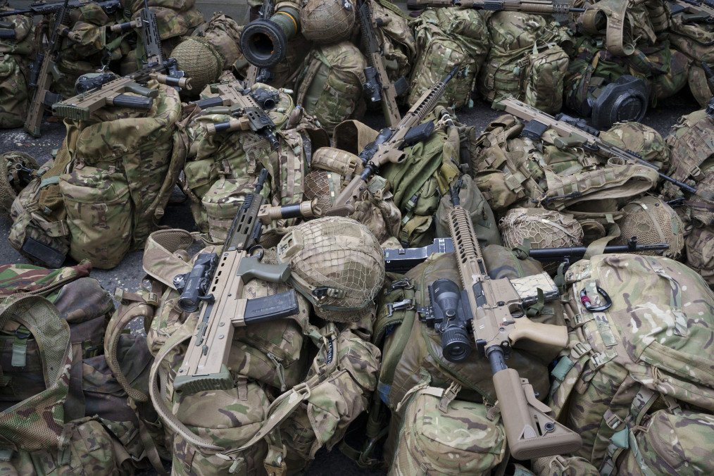 Equipment and kit including Heckler and Koch SA80 weapons. (Source: Getty Images)