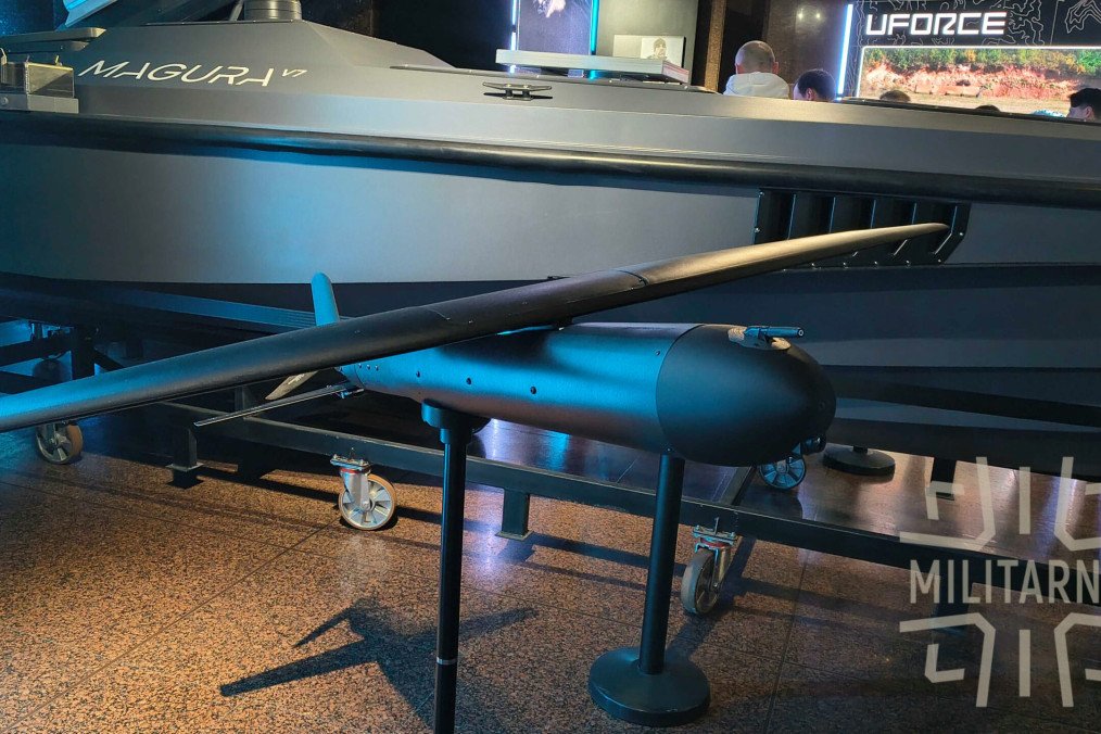 UFORCE “Bucha” suicide drone at “Arsenal of Talents” defense tech job fair. (Source: Militarnyi)