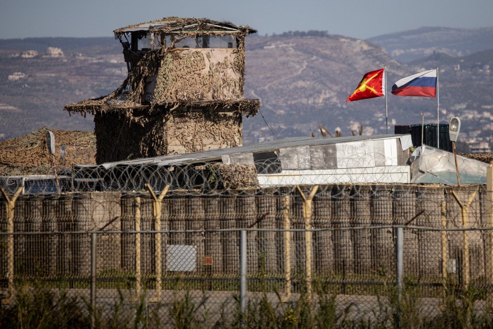 A Russian military lookout tower is seen at Hmeimim air base on December 19, 2024, in Latakia, Syria.