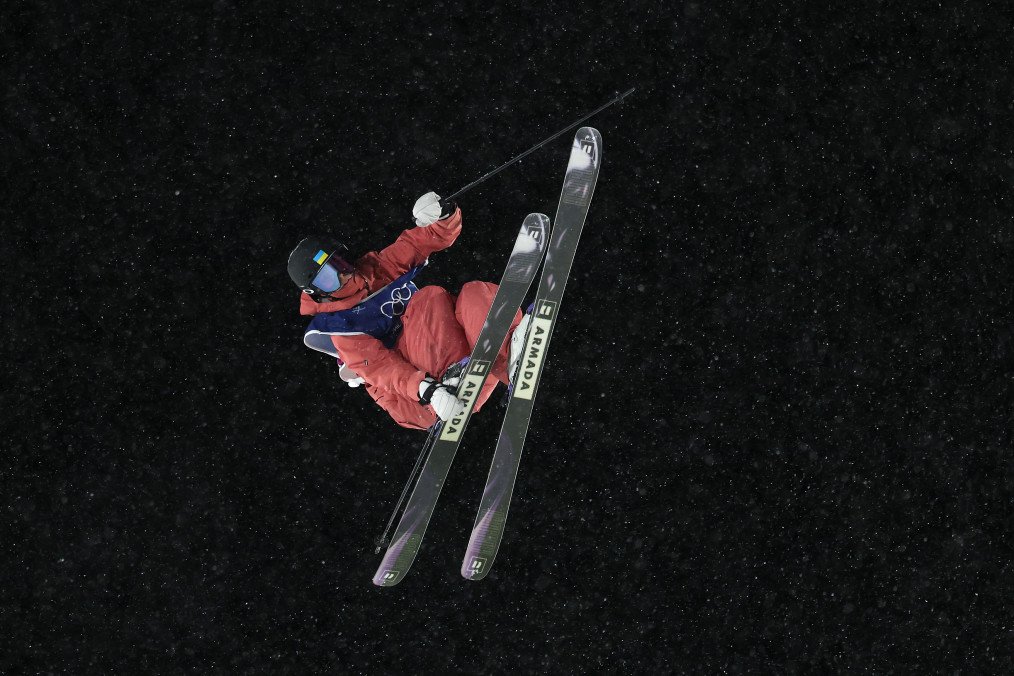 Kateryna Kotsar of Team Ukraine competes in run three of the Women's Freeski Big Air Final on day ten of the Milano Cortina 2026 Winter Olympic games at Livigno Snow Park on February 16, 2026 in Livigno, Italy. (Source: Getty Images)