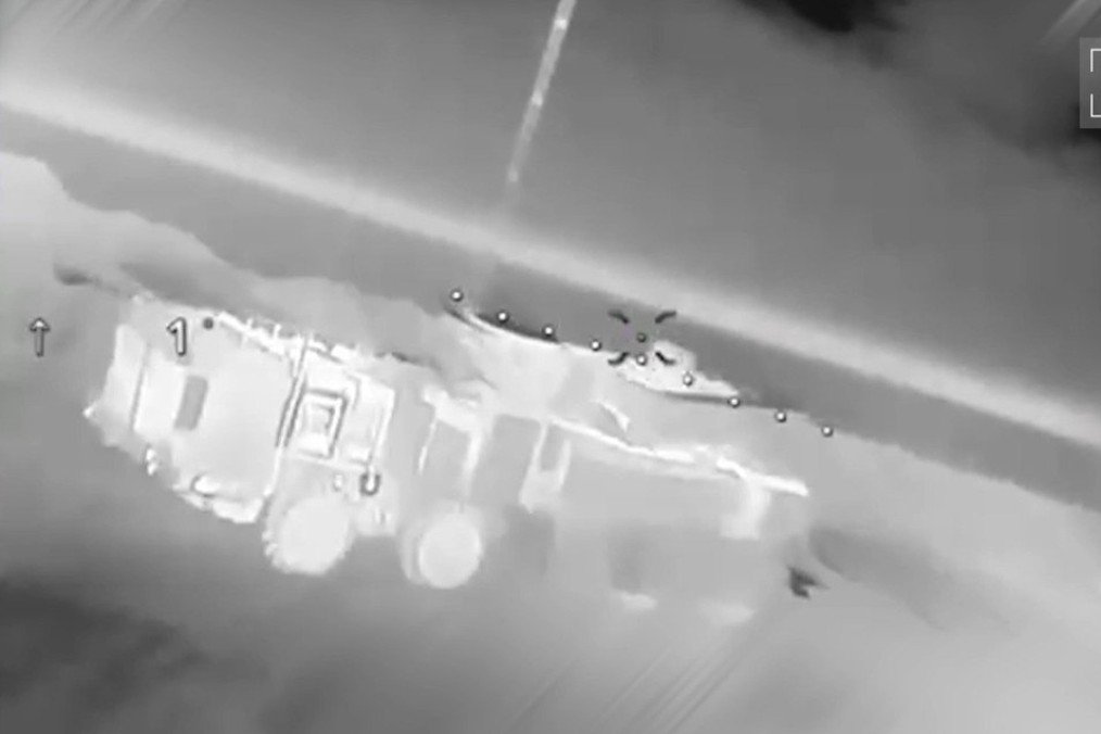 Russian Pantsir-S1 air defense system mounter on heavy Belarusian-made MZKT-7930 chassis moments before being hit by Ukrainian drones, February 27, 2026. (Source: Exilenova_plus)