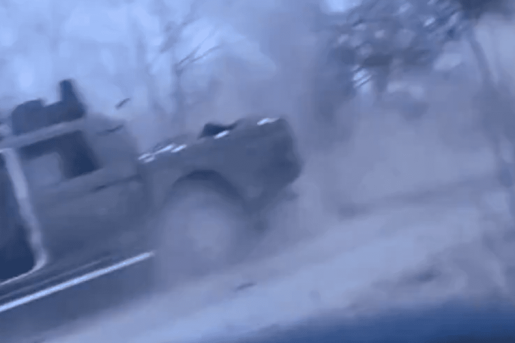 A moment of a Russian attack drone strike on a Ukrainian military truck near a former British soldier now serving in the Ukrainian Armed Forces. (Source: BFBS Forces News/”Snoopy”)