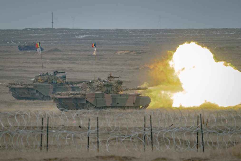 Romanian tanks during Steadfast Dart 25 exercise, part of the North Atlantic Treaty Organization’s (NATO) Allied Reaction Force (ARF) training in Smardan, Romania, on February 19, 2025. (Source: Getty Images9)