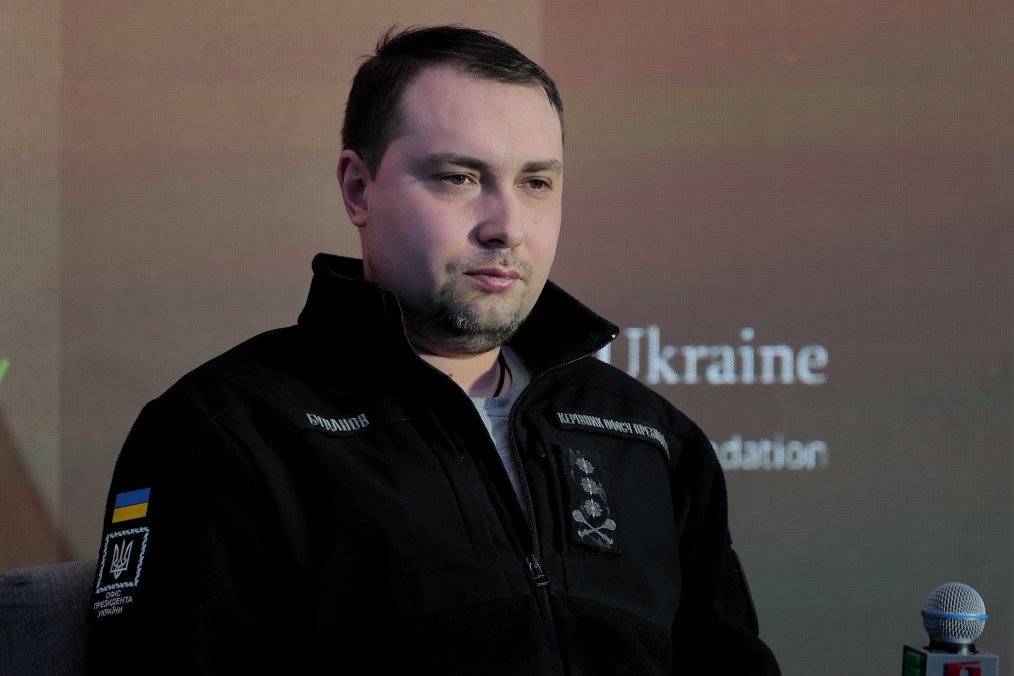 Head of the Office of the President of Ukraine, Kyrylo Budanov, delivers a speech during the Kyiv Security Forum on April 23, 2026, in Kyiv, Ukraine. (Source: Getty Images)