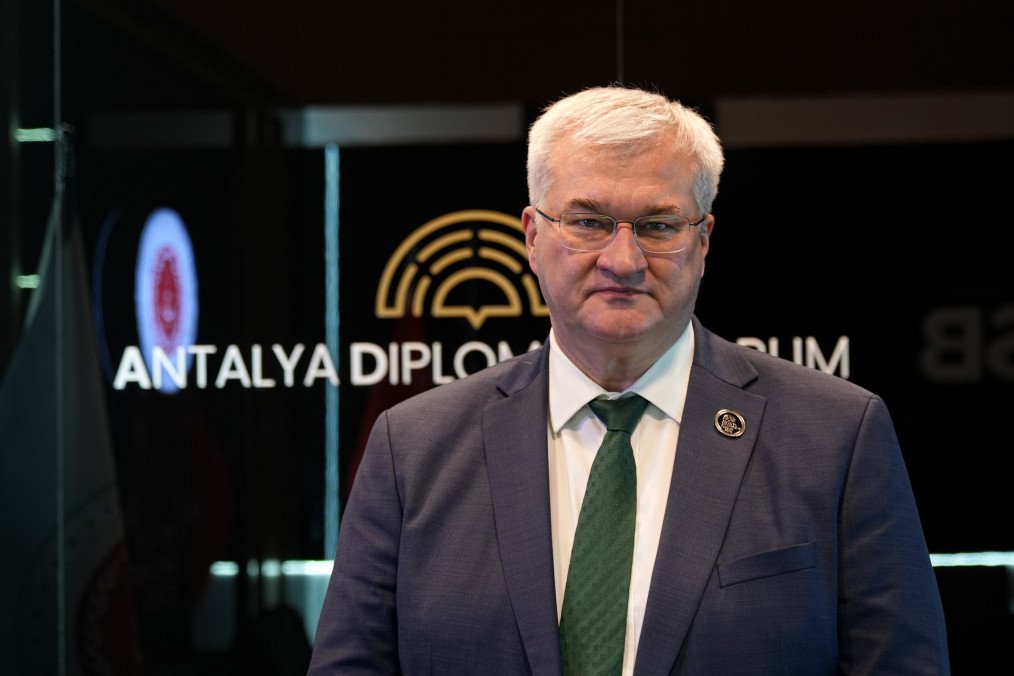 Andrii Sybiha, Ukrainian Foreign Minister speaks during an exclusive interview at the Antalya Diplomacy Forum 2026 on April 17, 2026, in Antalya, Turkiye. (Source: Getty Images)