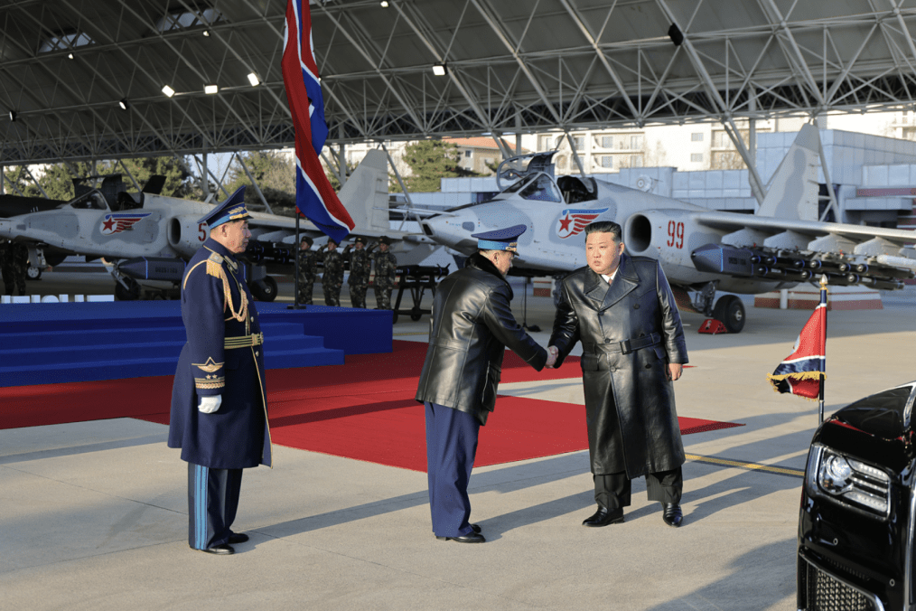 Kim Jong Un inspects Su-25 jets armed with Storm Shadow and Brimstone-like missiles at Kalma Airbase, November 28, 2025. (Source: KCNA) Kim Jong Un inspects Su-25 jets armed with Storm Shadow and Brimstone-like missiles at Kalma Airbase, November 28, 2025. (Source: KCNA)
