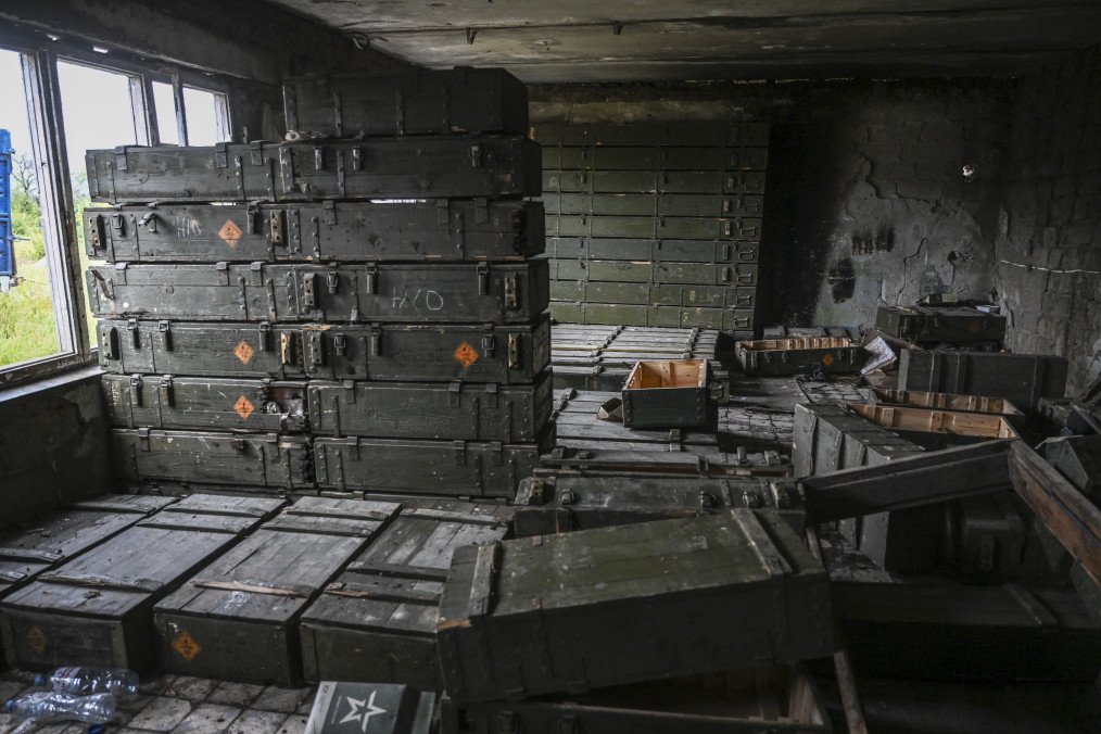 Abandoned Russian munitions crates on the outskirts of Izyum, on September 14, 2022. (Source: Getty Images) Abandoned Russian munitions crates on the outskirts of Izyum, on September 14, 2022. (Source: Getty Images)