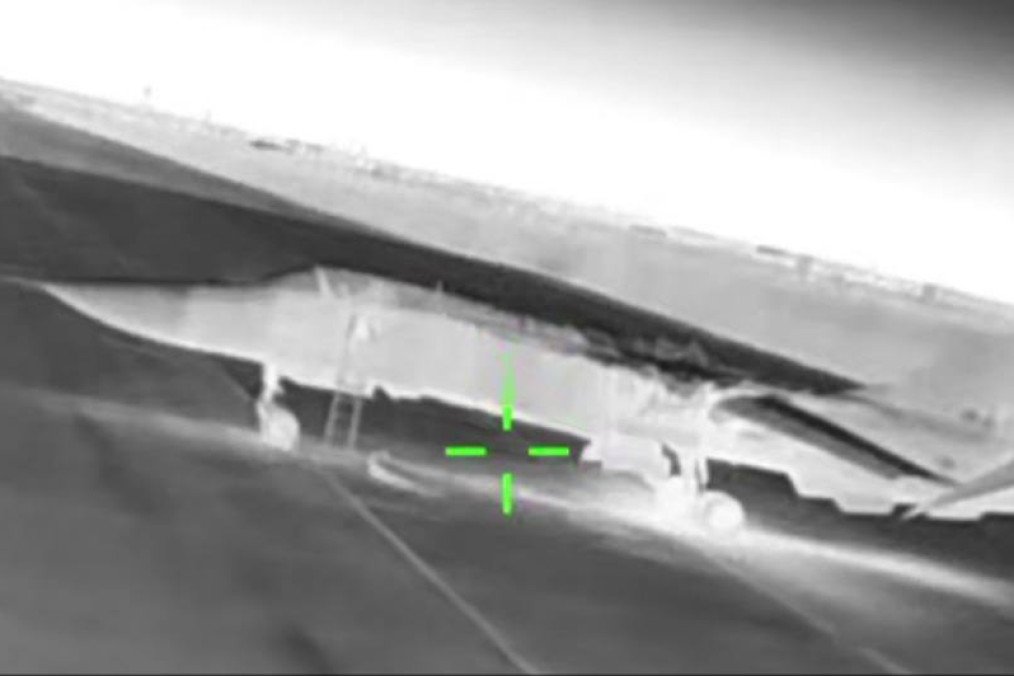 Russian Su-24 bomber moments before Ukrainian drone strike, Crimea. (Source: HUR)