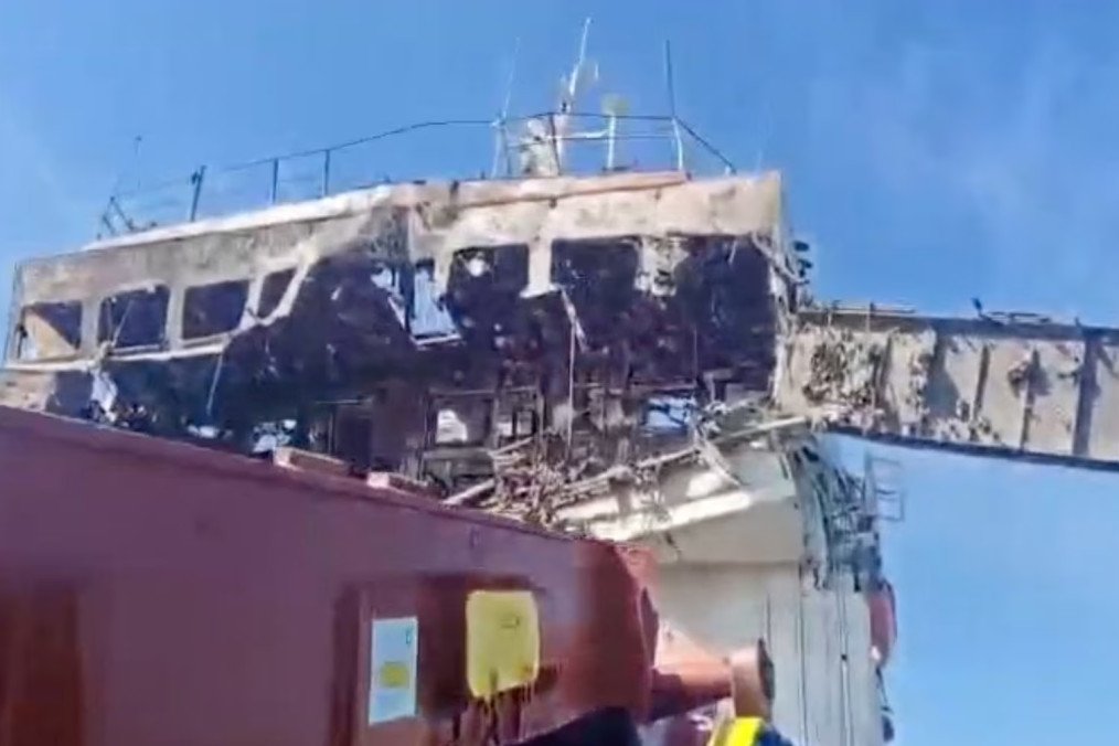 Damaged superstructure of the cargo vessel Natra following a Ukrainian drone strike in the Azov Sea on June 5, 2026. (Photo: Open source) Damaged superstructure of the cargo vessel Natra following a Ukrainian drone strike in the Azov Sea on June 5, 2026. (Photo: Open source)