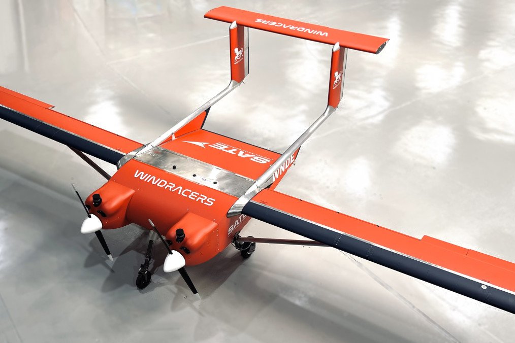 The Windracers ULTRA cargo drone features a dual-propeller design and a distinctive twin-boom tail. (Photo: Windracers)