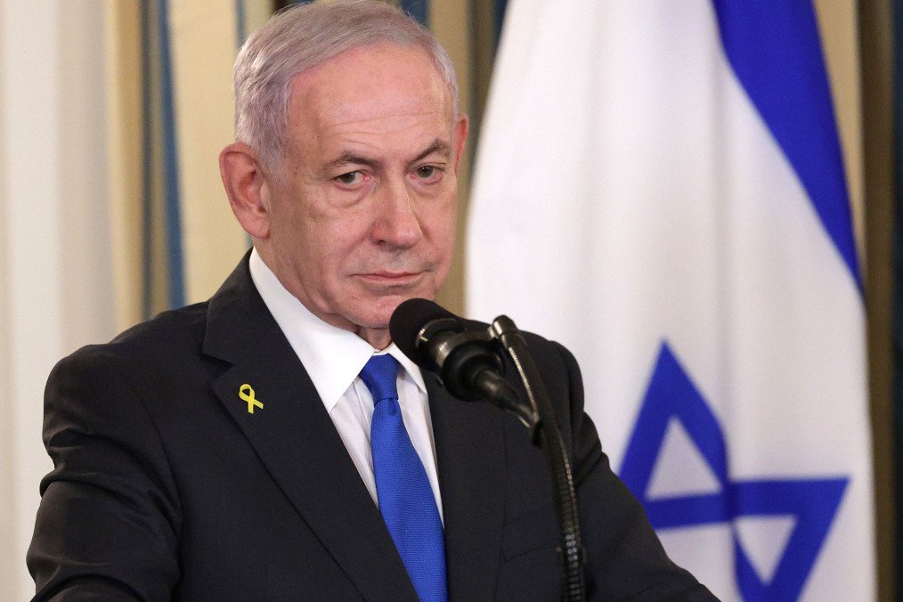 Israeli Prime Minister Benjamin Netanyahu attends a joint press conference with US President Donald Trump in the State Dining Room at the White House in Washington, DC, on September 29, 2025. (Source: Getty Images)