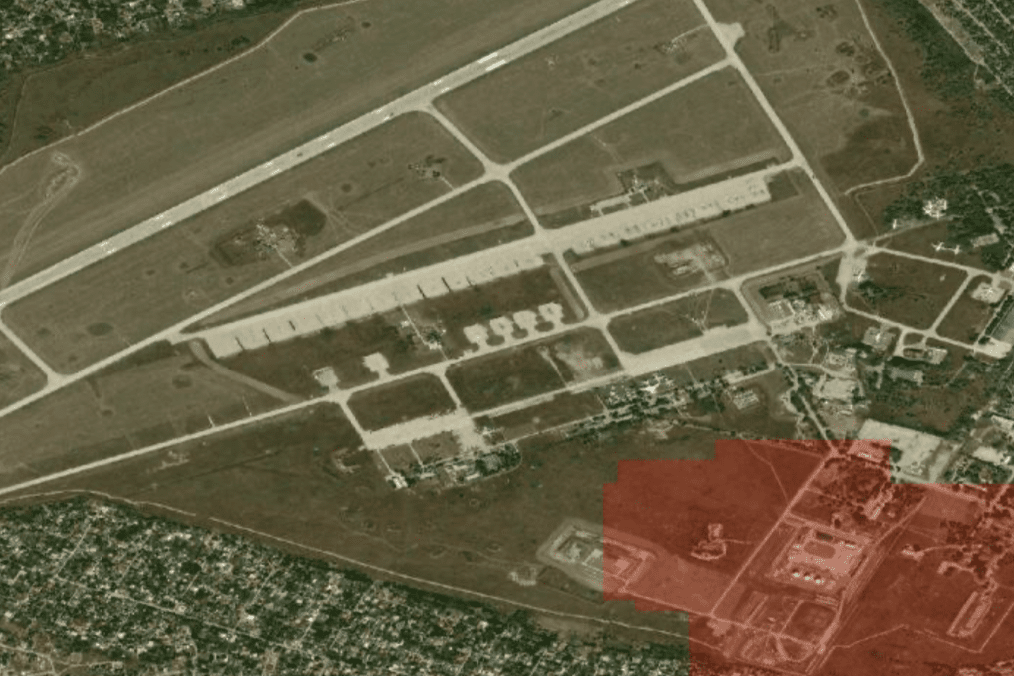 Satellite imagery of the Taganrog-Central military airfield in Russia’s Rostov region, which was targeted during the September 12 Ukrainian drone attack.