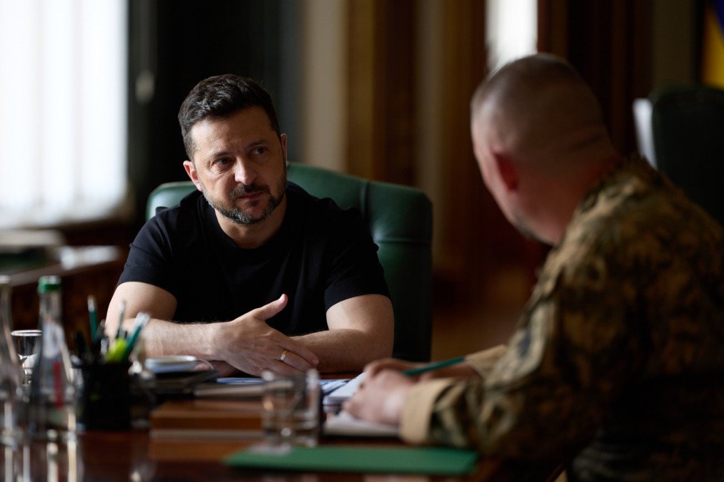Ukrainian President Volodymyr Zelenskyy during a meeting with Brigadier General of the Armed Forces of Ukraine, Pavlo Palisa, August 3, 2026.
