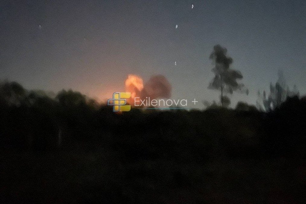 A fire burns near Russia’s Khanskaya military airfield in Adygea following an overnight drone attack on October 4, 2026. (Source: Exilenova+) A fire burns near Russia’s Khanskaya military airfield in Adygea following an overnight drone attack on October 4, 2026. (Source: Exilenova+)
