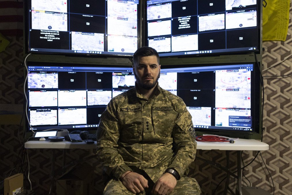 Commander of the battalion of unmanned aerial systems ‘Achilles’ Yurii Fedorenko sits near monitors at the command and observation post on March 19, 2024 in Chasiv Yar, Ukraine. (Source: Getty Images) Commander of the battalion of unmanned aerial systems ‘Achilles’ Yurii Fedorenko sits near monitors at the command and observation post on March 19, 2024 in Chasiv Yar, Ukraine. (Source: Getty Images)