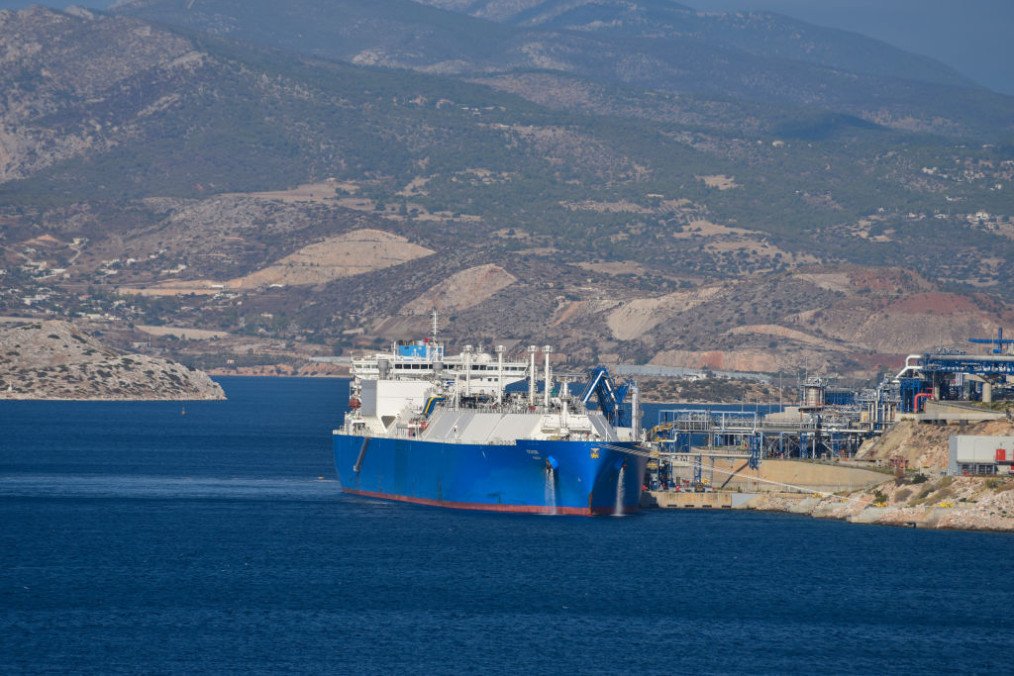 Pskov LNG tanker carrying the first shipment from the new Portovaya LNG plant on the Russian Baltic coast unloads its cargo at the Revithoussa facilities near Athens, in Megara, Greece. (Source: Getty Images) Pskov LNG tanker carrying the first shipment from the new Portovaya LNG plant on the Russian Baltic coast unloads its cargo at the Revithoussa facilities near Athens, in Megara, Greece. (Source: Getty Images)