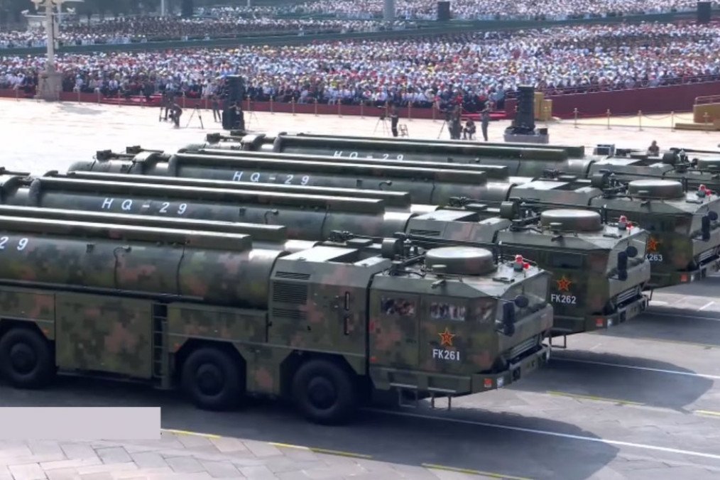 HQ-29 missile defense system launcher during a military parade in Beijing. (Source: Chinese media)