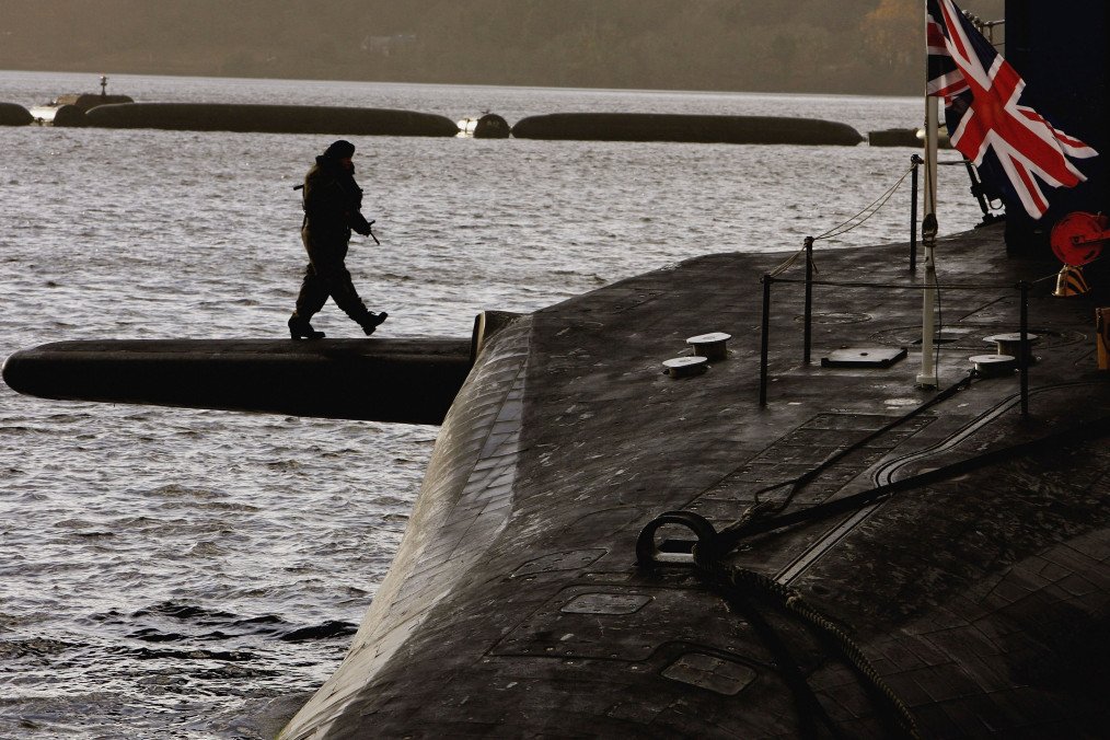 UK Proposal Suggests Extending Nuclear Umbrella to Ukraine and Non-NATO Allies HMS Vanguard sits in dock at Faslane Submarine base on the river Clyde. (Source: Getty Images)