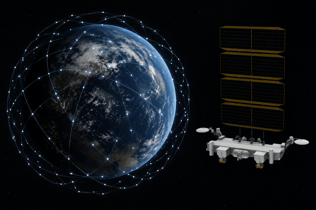 Illustration of Russia's planned Rassvet satellite internet constellation and one of its satellite designs. (Photo: Open source) Illustration of Russia's planned Rassvet satellite internet constellation and one of its satellite designs. (Photo: Open source)