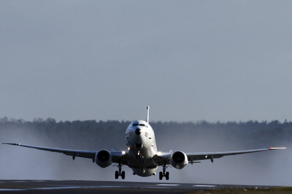 A Boeing P-8 Poseidon, an American maritime patrol and reconnaissance aircraft, takes off from RAF Mildenhall on January 07, 2026, in Mildenhall, England. (Source: Getty Images)