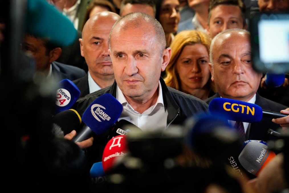 Former President and leader of the Progressive Bulgaria movement Rumen Radev speaks to journalists after countrywide polls have closed in Sofia, Bulgaria on 19 April, 2026. (Source: Getty Images)