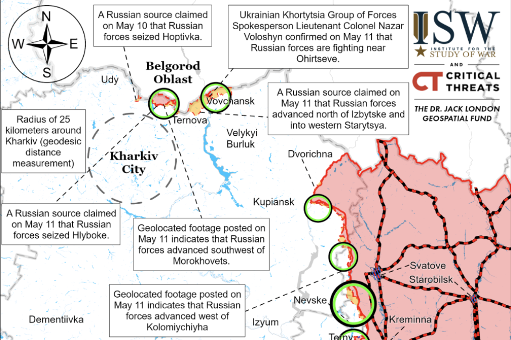 ISW: Russia Makes Tactical Gains in Kharkiv, But Large-Scale Offensive Unlikely