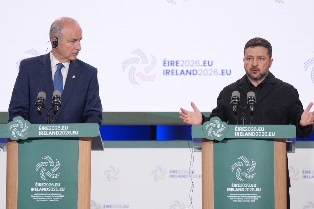 Irish Presidency Sparks Swift Breakthrough for Ukraine and Moldova EU Integration Goals President of Ukraine Volodymyr Zelenskyy at a joint press conference with Irish Prime Minister Micheáln Martin in Dublin Castle on the occasion of the start of Ireland's six-month presidency of the Council of the EU on July 1. (Source: Getty Images)