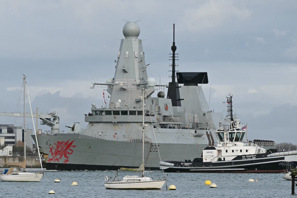 Royal Navy destroyer HMS Dragon departs HM Naval Base Portsmouth for deployment to the Eastern Mediterranean, March 10, 2026. (Source: Getty Images)