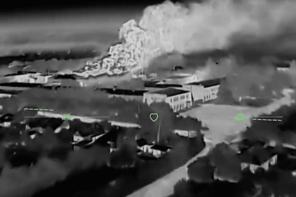 Drone footage released by Ukraine's Unmanned Systems Forces shows the strike on the PP-2 transition station. (Source: Robert “Madyar” Brovdi/Telegram)