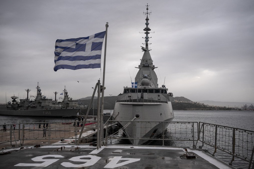 Greece’s new French-built frigate “Kimon” is moored at the Salamina naval station near Athens. (Source: Getty Images) Greece’s new French-built frigate “Kimon” is moored at the Salamina naval station near Athens. (Source: Getty Images)