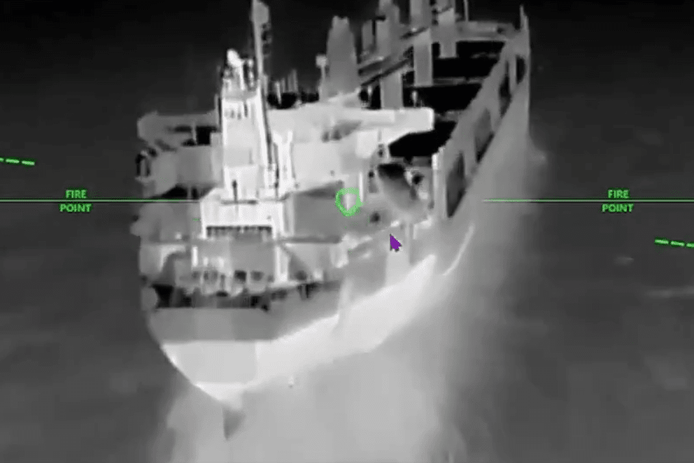 Russian shadow fleet tanker moments before being hit by a Ukrainain long-range drone in the Black Sea, July 17, 2026. Russian shadow fleet tanker moments before being hit by a Ukrainain long-range drone in the Black Sea, July 17, 2026.
