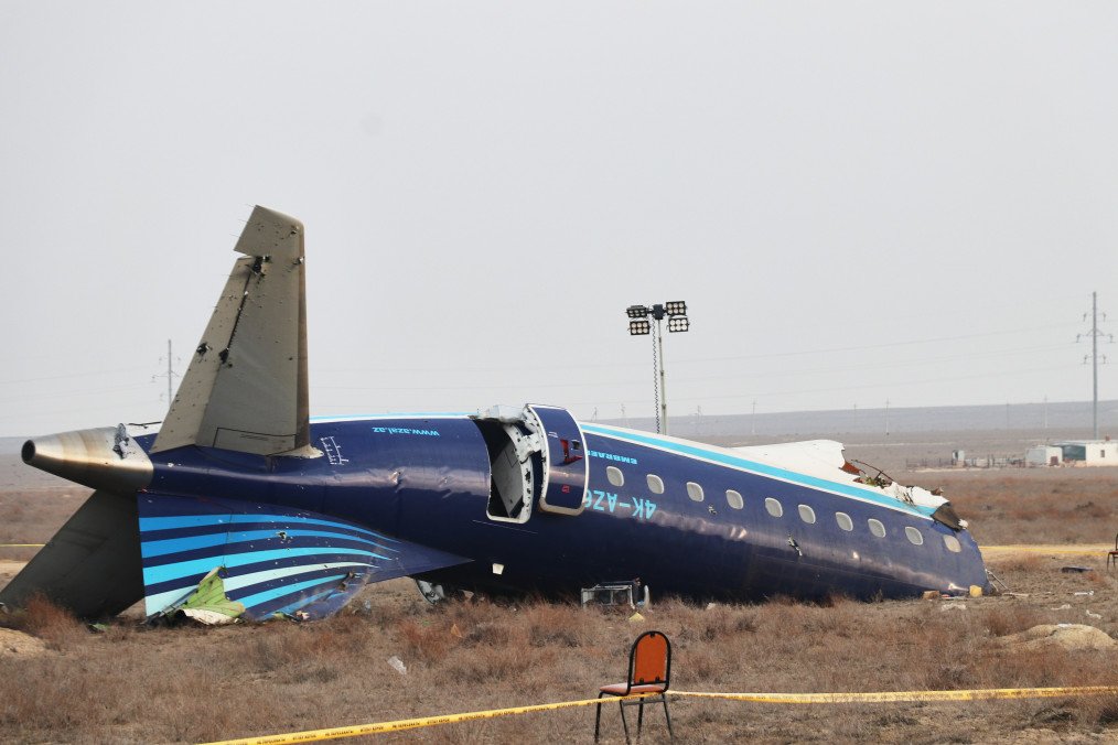 Evidence collection efforts are underway at the crash site of an Azerbaijan Airlines (AZAL) passenger plane near Aktau, Kazakhstan, on December 27, 2024. (Source: Getty Images)