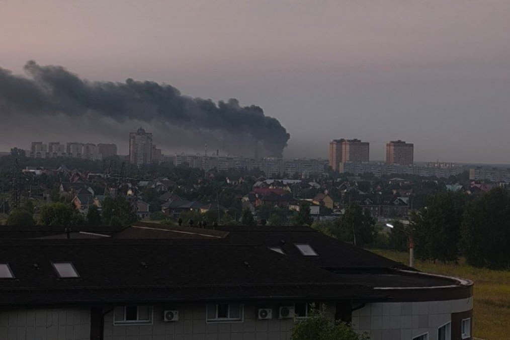 Smoke rising from a Russian industrial plant in Chekhov, near Moscow, July 28, 2026.