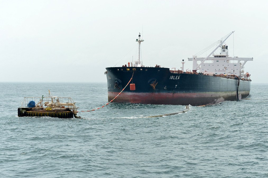 Illustrative image. A crude oil tanker discharges its cargo at a floating oil terminal just outside Sri Lanka’s main port in Colombo on July 15, 2014. (Source: Getty Images) Illustrative image. A crude oil tanker discharges its cargo at a floating oil terminal just outside Sri Lanka’s main port in Colombo on July 15, 2014. (Source: Getty Images)