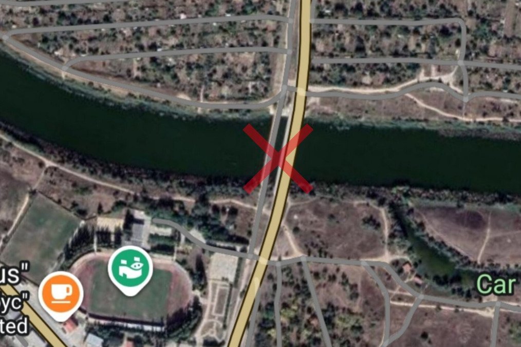 Russia Introduces New Detour Routes to Crimea After Ukrainian Strikes Damage Key Bridges The bridge in Armiansk, which was reportedly targeted during the Ukrainian drone strike. (Source: Exilenova+)
