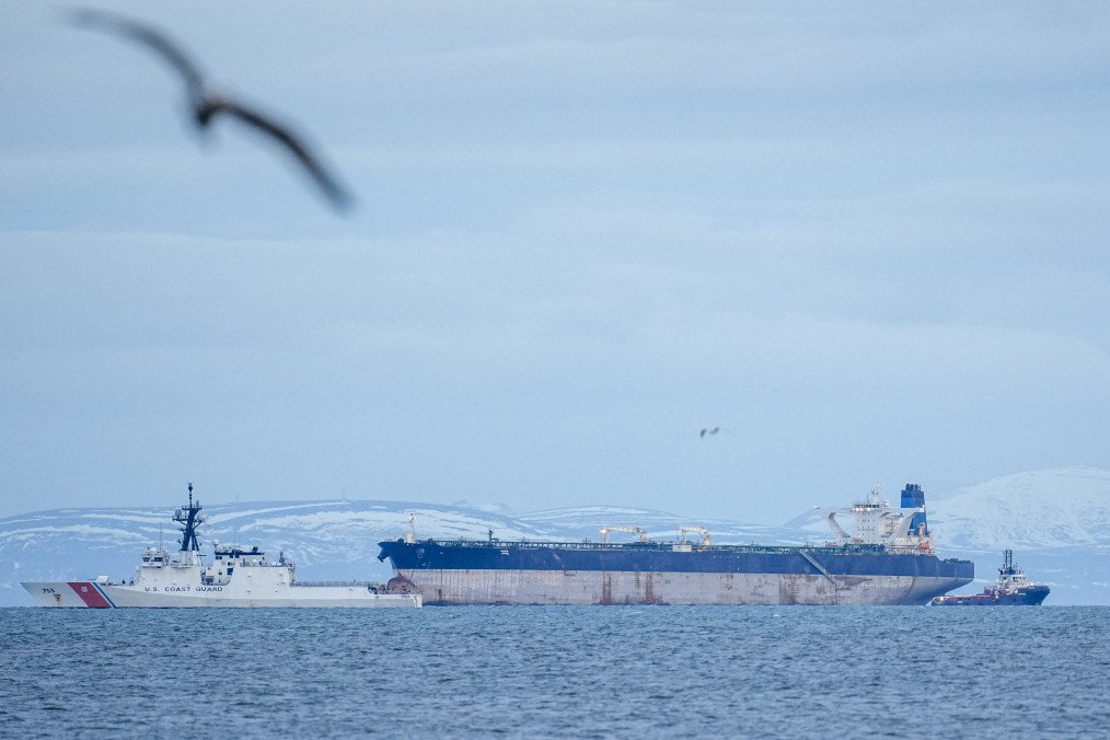 A US Coast Guard ship accompanies the Marinera (Bella 1) oil tanker on January 14, 2026, in Burghead, Scotland. (Source: Getty Images) A US Coast Guard ship accompanies the Marinera (Bella 1) oil tanker on January 14, 2026, in Burghead, Scotland. (Source: Getty Images)