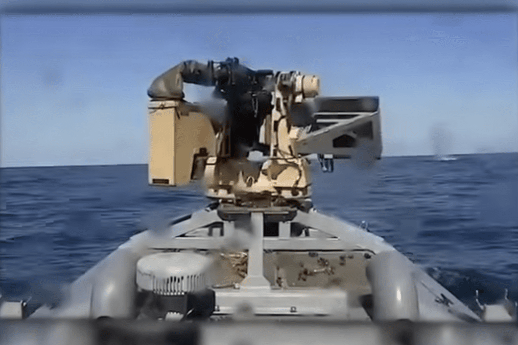 Ukrainian Sargan-3000 sea drone fires on a Russian uncrewed surface vessel during a battle in the Black Sea. (Source: Ukrainian Navy) Ukrainian Sargan-3000 sea drone fires on a Russian uncrewed surface vessel during a battle in the Black Sea. (Source: Ukrainian Navy)