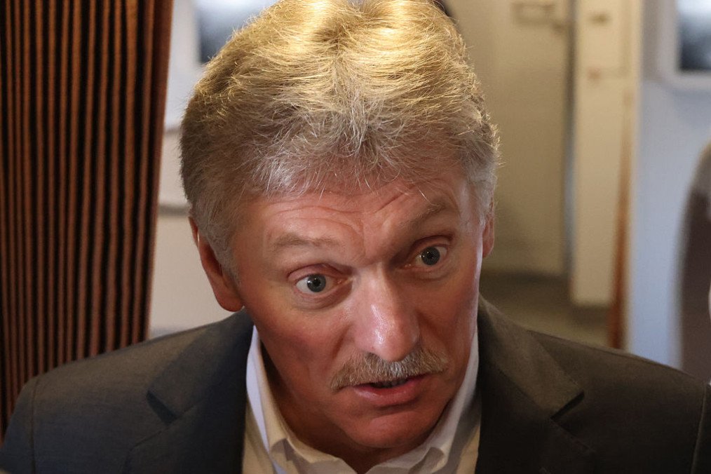 Russian Presidential Press Secretary Dmitry Peskov talks to journalists in the plane, on January 26, 2026, in In Saint Petersburg, Russia. (Source: Getty Images)