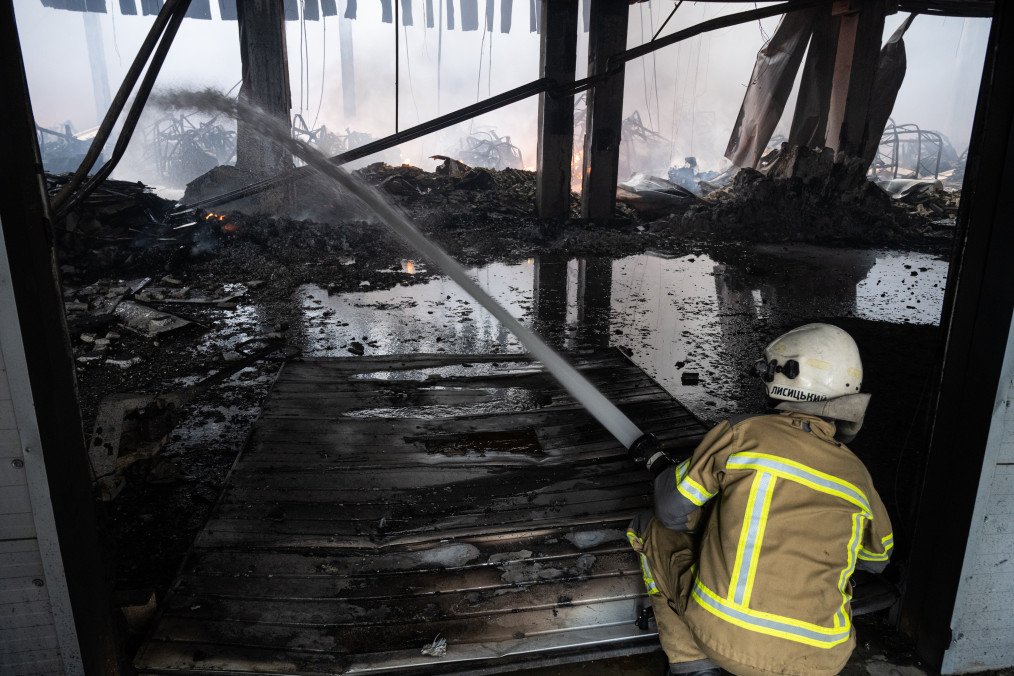 Russian Attack on Bucha District Enterprise Kills 27, Injures 42 Aftertmath of a Russian drone attack on August 27, 2026. (Source: Getty Images)