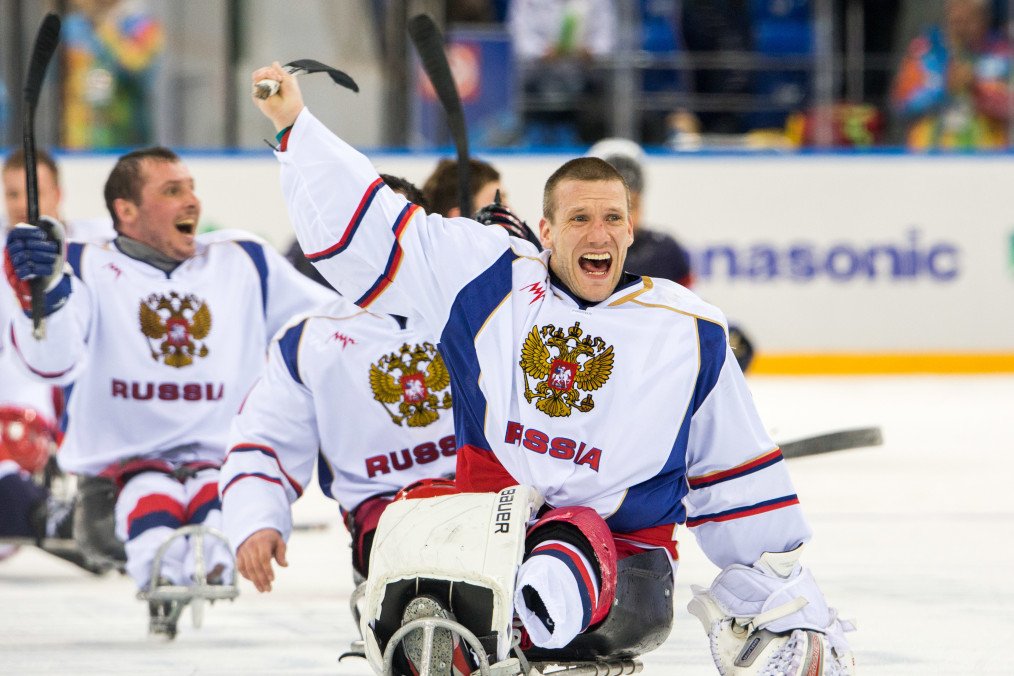 In the ice sledge hockey match USA v RUS, at the Sochi 2014 Paralympic Games. (Source: Getty Images)