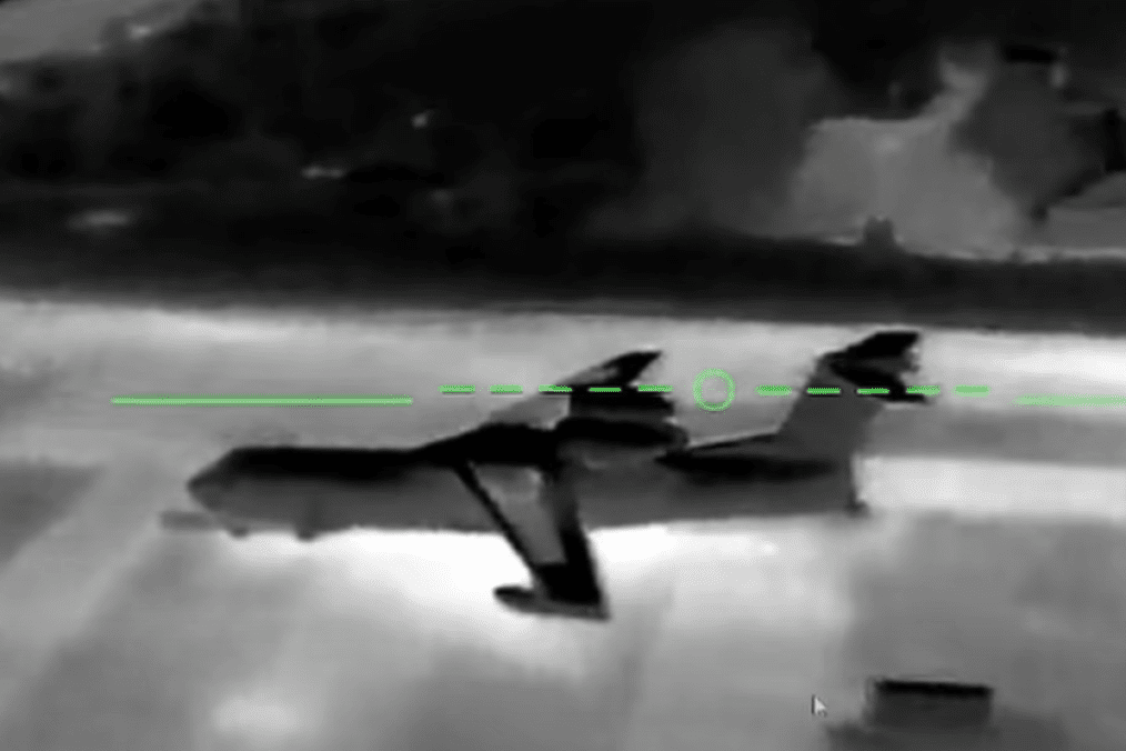 Rare Russian Be-200 amphibious aircraft moments before Ukrainian drone strike, May 15, 2025. (Source: Brovdi.Art/Facebook)