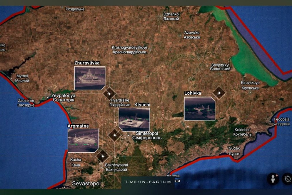 Map showing the locations of four gas compressor stations in occupied Crimea targeted by Ukrainian drone strikes on June 20. Source: SBS / Robert Brovdi ("Madyar"). Map showing the locations of four gas compressor stations in occupied Crimea targeted by Ukrainian drone strikes on June 20. Source: SBS / Robert Brovdi ("Madyar").