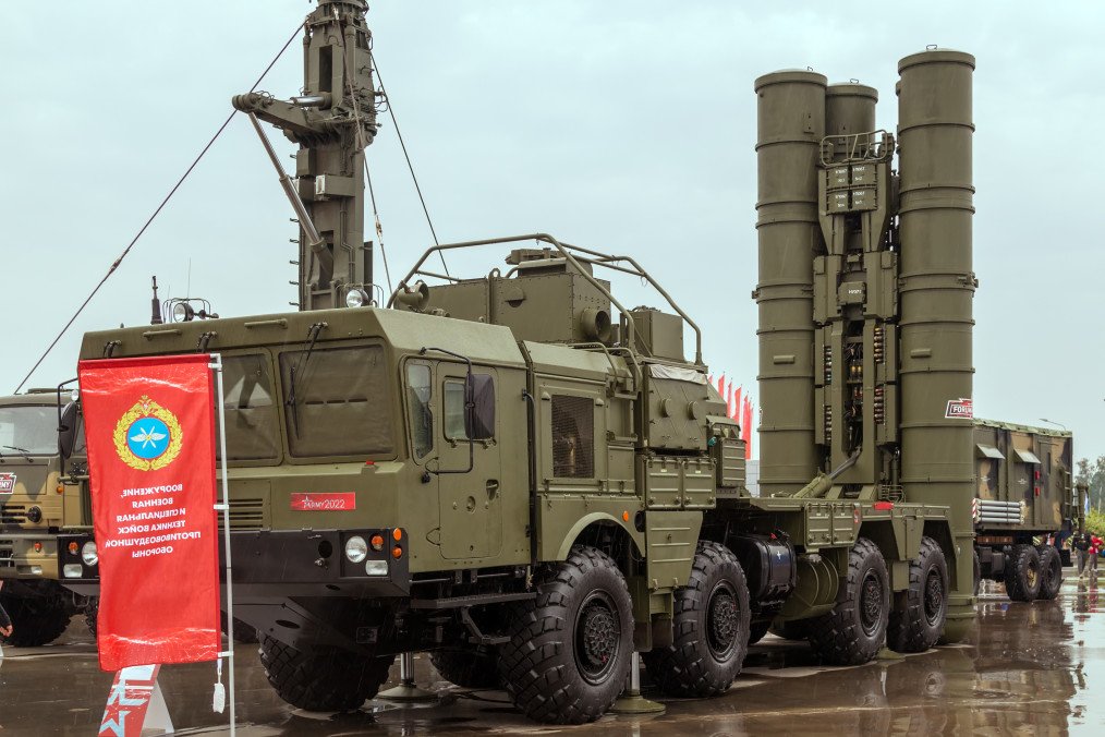 Russian 51P6 launcher for the S-400 air defense system during the Army-2022 military exhibition.