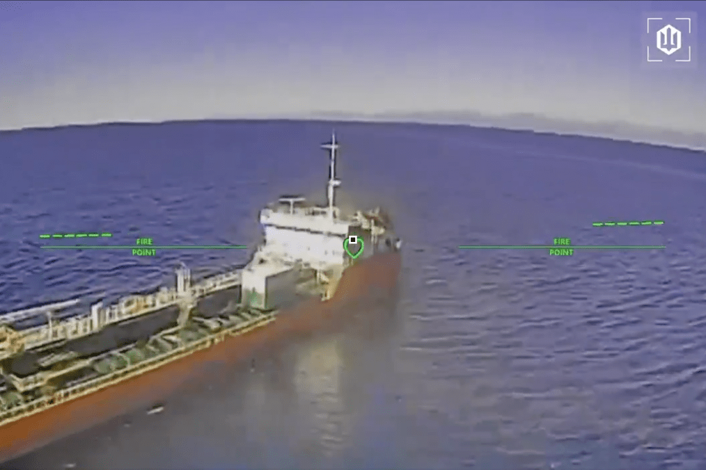 Ukrainian drone footage shows the Russian tanker Armada Leader shortly before it was struck in the Black Sea. (Source: Unmanned Systems Forces) Ukrainian drone footage shows the Russian tanker Armada Leader shortly before it was struck in the Black Sea. (Source: Unmanned Systems Forces)
