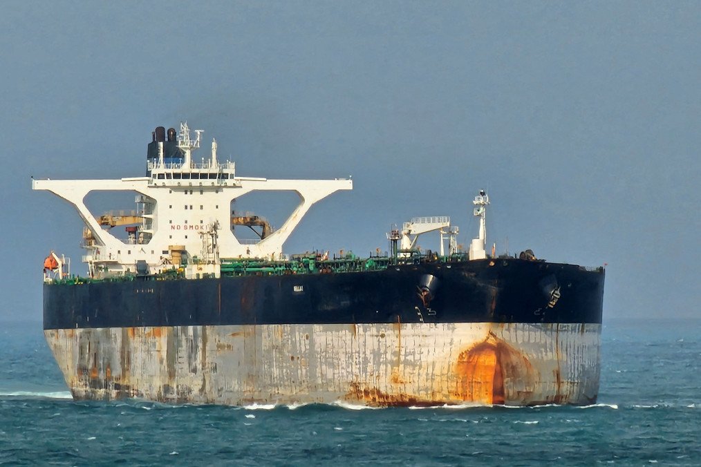 The vessel tanker Bella 1 in the Singapore Strait, after US officials say the US Coast Guard pursued an oil tanker in international waters near Venezuela, in this picture taken from social media on March 18, 2025. (Source: Hakon Rimmereid via REUTERS)