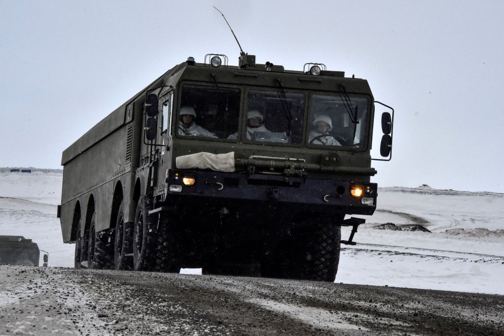 Russian Bastion mobile coastal defense missile system deployed on Alexandra Land island in the Arctic, May 17, 2021.  Illustrative image. (Source: Getty Images).