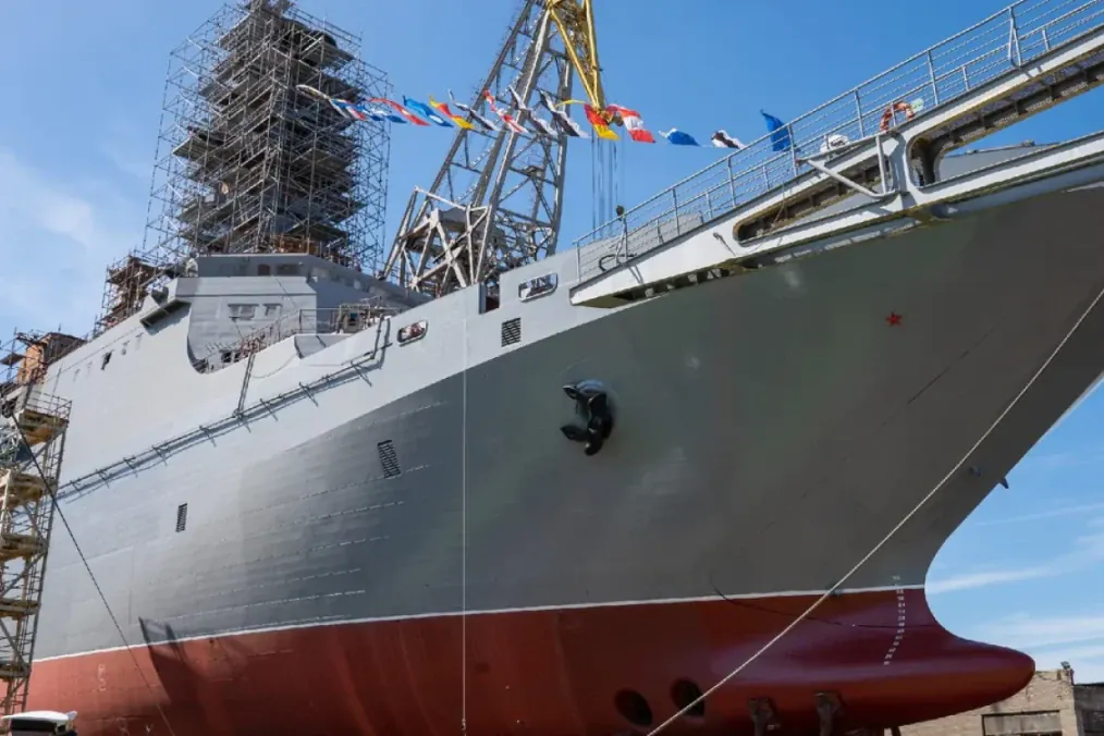 Russia Launches New Amphibious Ship to Replace Black Sea Losses—But It Hasn’t Touched Water Yet Russia Launches New Amphibious Ship to Replace Black Sea Losses—But It Hasn’t Touched Water Yet