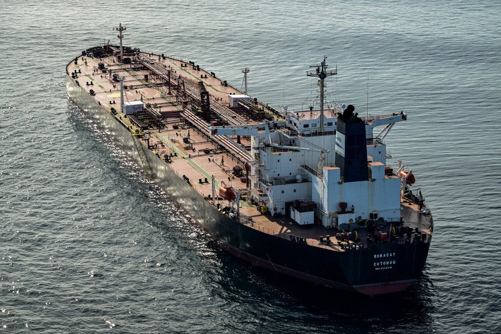 Sanctioned tanker Boracay, part of Russia’s shadow fleet, lies immobilized off the coast of Saint-Nazaire, France, on October 1, 2025. (Source: Getty Images)